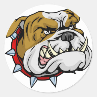 Pegatina Redonda Ilustracion de mascota de bulldog medio