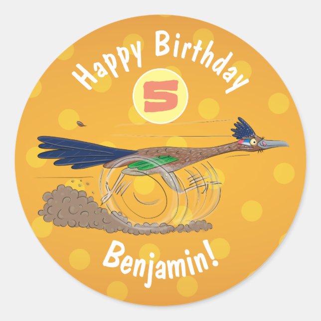 Pegatina Redonda Ilustracion de pájaro personalizado de pista diver (Anverso)