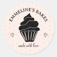 Ilustración de pastelito rosa y negro para reposte
