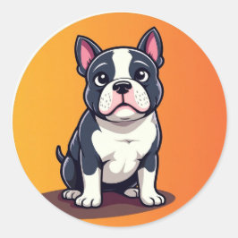 Pegatina Redonda Ilustracion de perro de dibujos animados