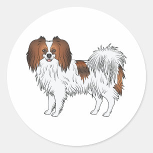 Pegatina Redonda Ilustración de perro de dibujos animados adorable