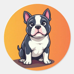 Pegatina Redonda Ilustración de perro de dibujos animados lindo