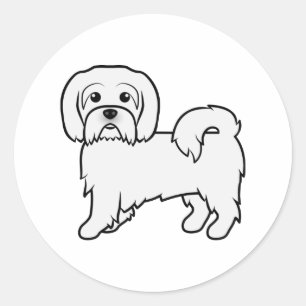 Pegatina Redonda Ilustración de perro de dibujos animados lindo Cot