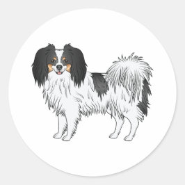 Pegatina Redonda Ilustración de perro de dibujos animados lindo Tri