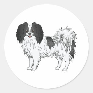 Pegatina Redonda Ilustración de perro de dibujos animados Phalène e