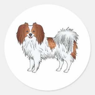Pegatina Redonda Ilustración de perro de dibujos animados Phalène r