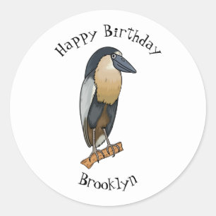 Pegatina Redonda Ilustracion de personalizado de aves de garza