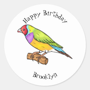 Pegatina Redonda Ilustracion de personalizado de aves silvestres de