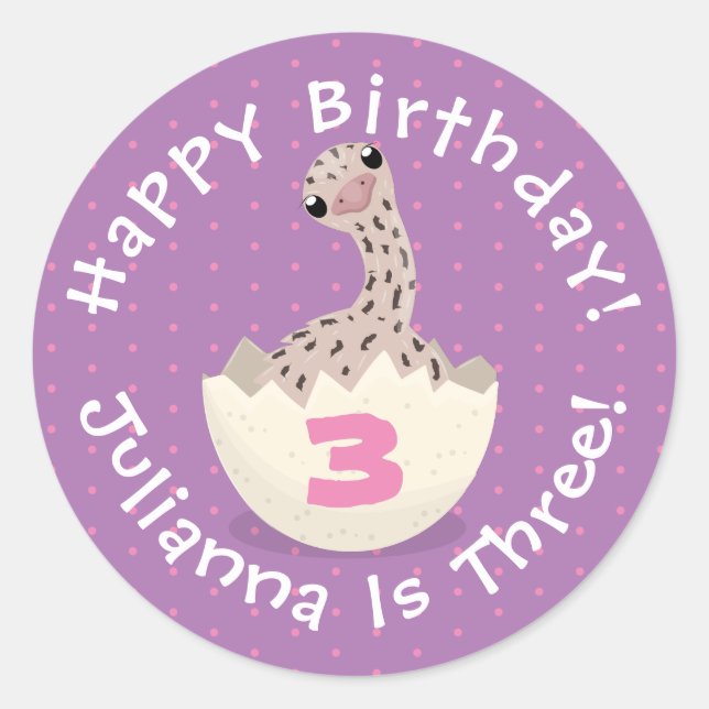 Pegatina Redonda Ilustracion de personalizado de avestruz de bebé (Anverso)