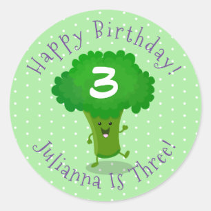 Pegatina Redonda Ilustracion de personalizado de brócoli de baile c