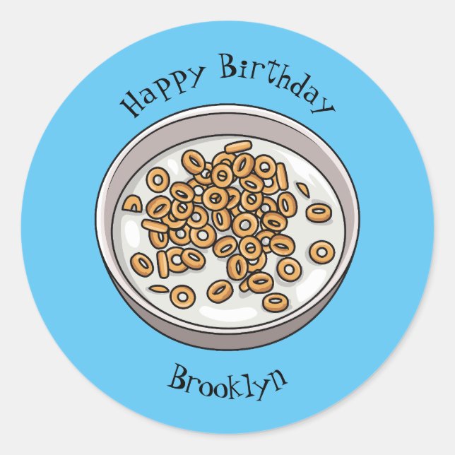 Pegatina Redonda Ilustracion de personalizado de cereales (Anverso)