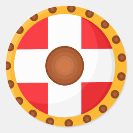 Pegatina Redonda Ilustracion de Personalizado de Escudo de Viking