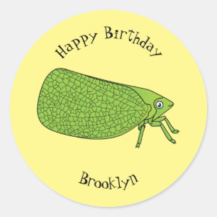 Pegatina Redonda Ilustracion de personalizado de insectos de hoja v