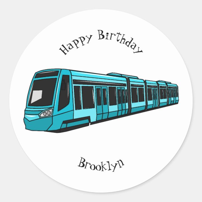 Pegatina Redonda Ilustracion de personalizado de locomotora eléctri (Anverso)