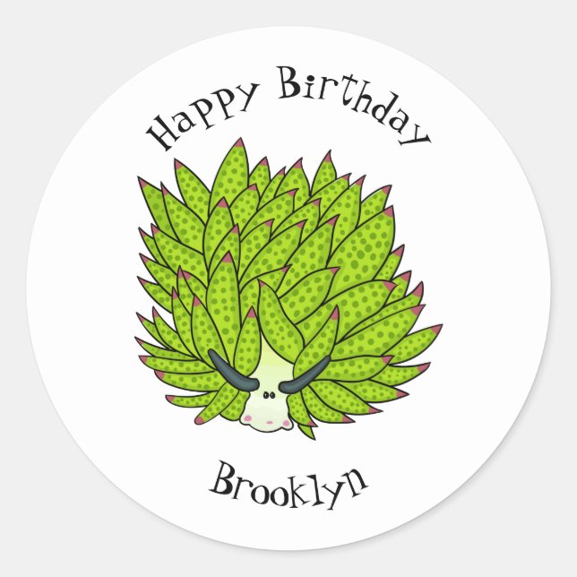 Pegatina Redonda Ilustracion de personalizado de lodo de hoja (Anverso)