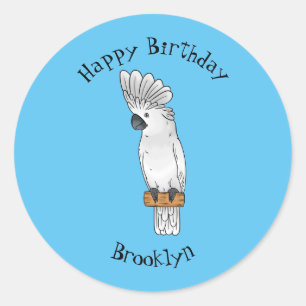 Pegatina Redonda Ilustracion de personalizado de pájaro de paraguas