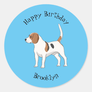 Pegatina Redonda Ilustracion de personalizado de perro Beagle