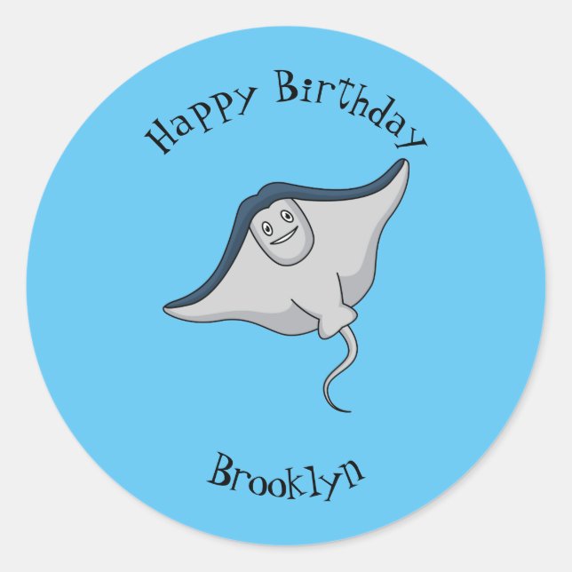 Pegatina Redonda Ilustracion de personalizado de pescado de Stingra (Anverso)