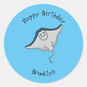 Pegatina Redonda Ilustracion de personalizado de pescado de Stingra