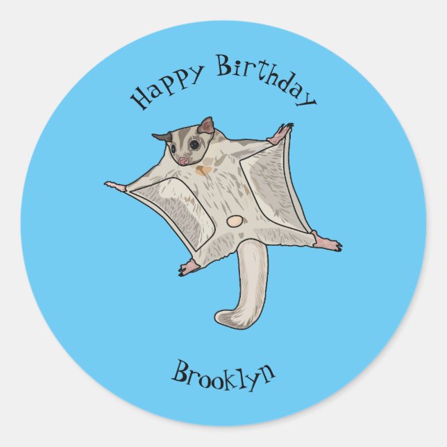 Pegatina Redonda Ilustracion de personalizado de planeador de azúca (Anverso)