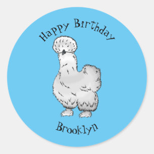 Pegatina Redonda Ilustracion de personalizado de pollo de Silkie