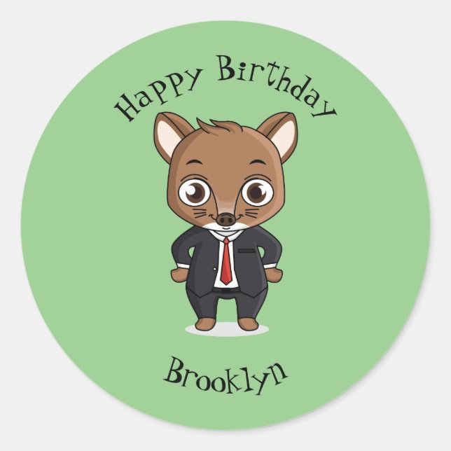 Pegatina Redonda Ilustracion de personalizado de rata (Anverso)