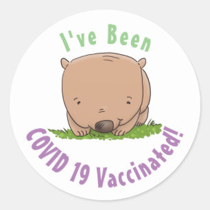 Pegatina Redonda Ilustracion de personalizado de wombat para bebé l