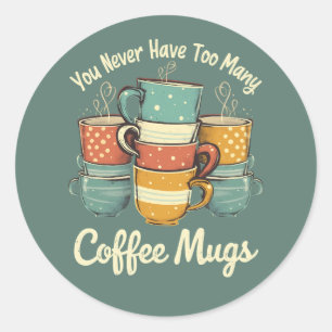 Pegatina Redonda Ilustración de pila de tazas de café retro