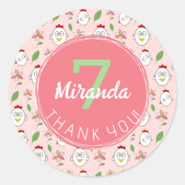 Pegatina Redonda Ilustracion de pollo Personalizado