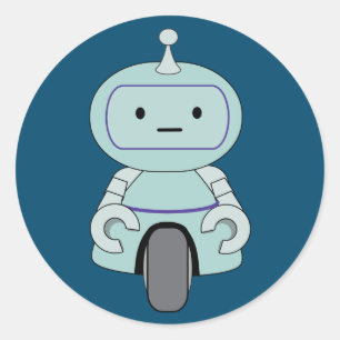 Pegatina Redonda Ilustracion de robots retro