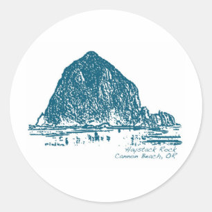 Pegatina Redonda Ilustracion de roca Haystack