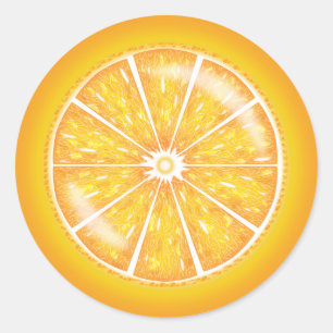 Pegatina Redonda Ilustración de rodaja de fruta cítrica naranja