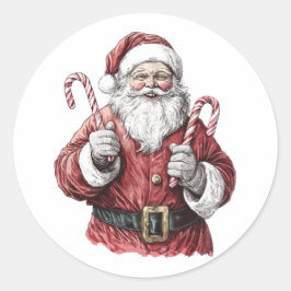 Pegatina Redonda ilustración de Santa Claus de Navidad