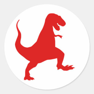 Pegatina Redonda Ilustracion de silueta de un rex de tiranosaurio
