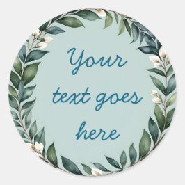 Pegatina Redonda ilustración de texto de corona floral acuarela per