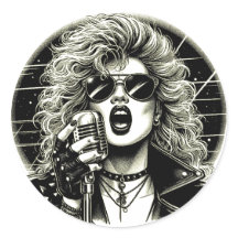 ilustracion de tinta femenina cantante Rocker Chic