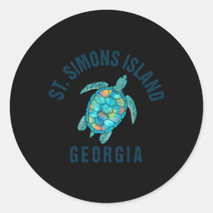 Pegatina Redonda Ilustracion de tortugas marinas de la isla de St S