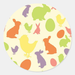Pegatina Redonda Ilustracion del fondo de Pascua