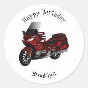 Pegatina Redonda Ilustracion del personalizado de motocicleta de To