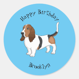 Pegatina Redonda Ilustracion del personalizado del perro de enlace
