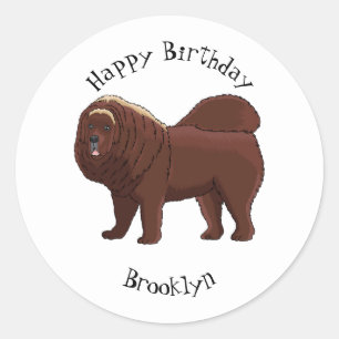 Pegatina Redonda Ilustracion del personalizado tibetano Mastiff