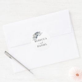 Pegatina Redonda ilustración en acuarela rústica de una floral 
