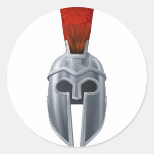 Pegatina Redonda Ilustracion espartano del casco