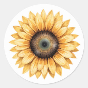 Pegatina Redonda Ilustracion girasol