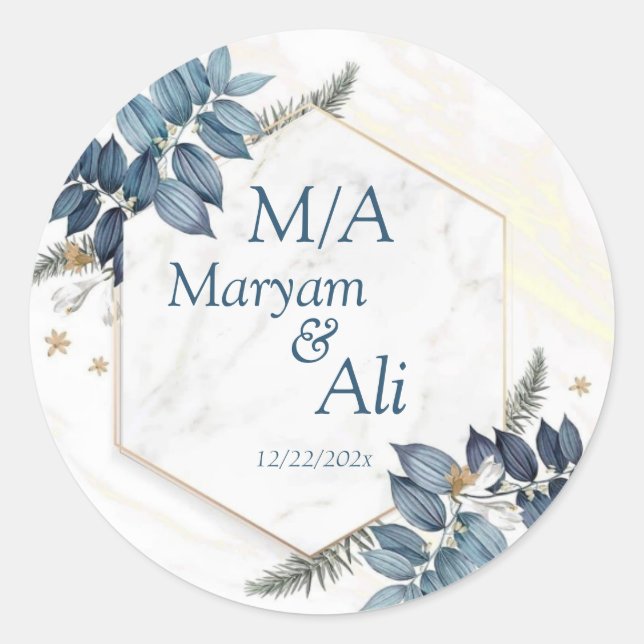 Pegatina Redonda Ilustracion Hexagon Gold Frame de salida (Anverso)