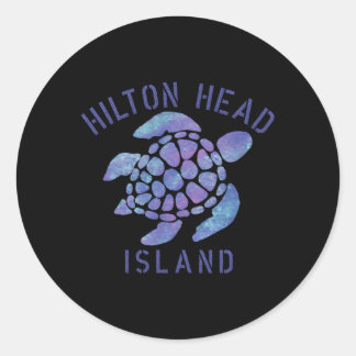 Pegatina Redonda Ilustracion Hilton Head Island Sc Beach
