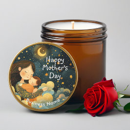 Pegatina Redonda Ilustracion lindo de madre e hijo | Día de la madr