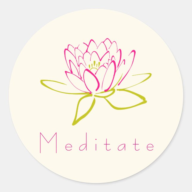 Pegatina Redonda Ilustracion Meditate Lotus Flower / Water Lily (Anverso)