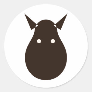 Pegatina Redonda Ilustración minimalista de silueta de zorro animal