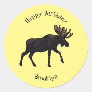 Pegatina Redonda Ilustracion Moose personalizado